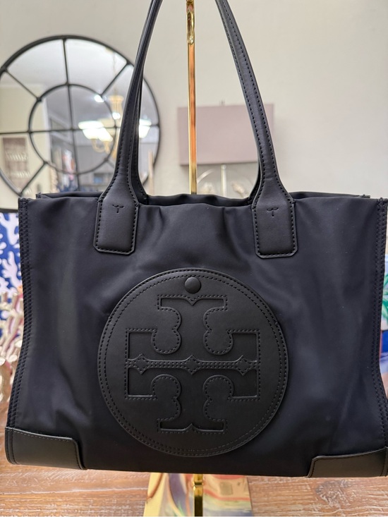Tory Burch Handbags - Tory Burch Small Ella Black Nylon with Logo Tote, 13” x 10 1/2” x 4” Wide. EUC